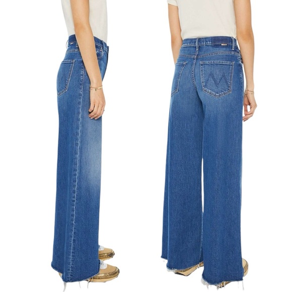 NWT Mother The Swisher Sneak Fray Super Wide Leg Jean size 25 in Punch Buggy - Picture 2 of 11